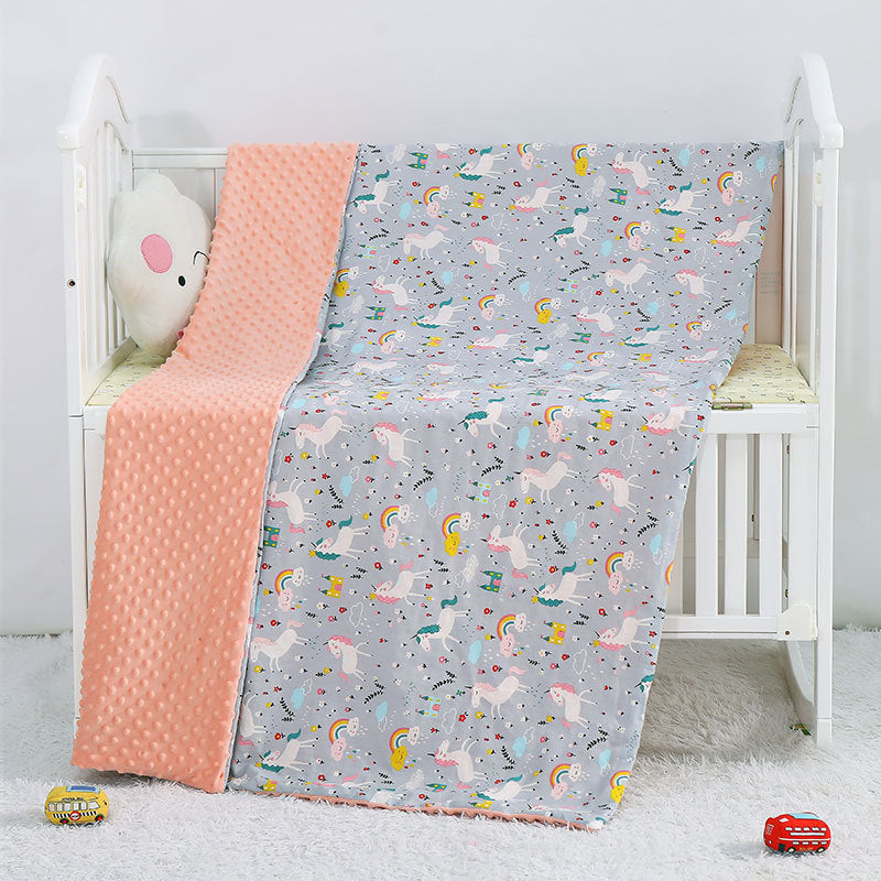 Cartoon Baby Blanket — Soft Cotton, Stroller & Crib Size