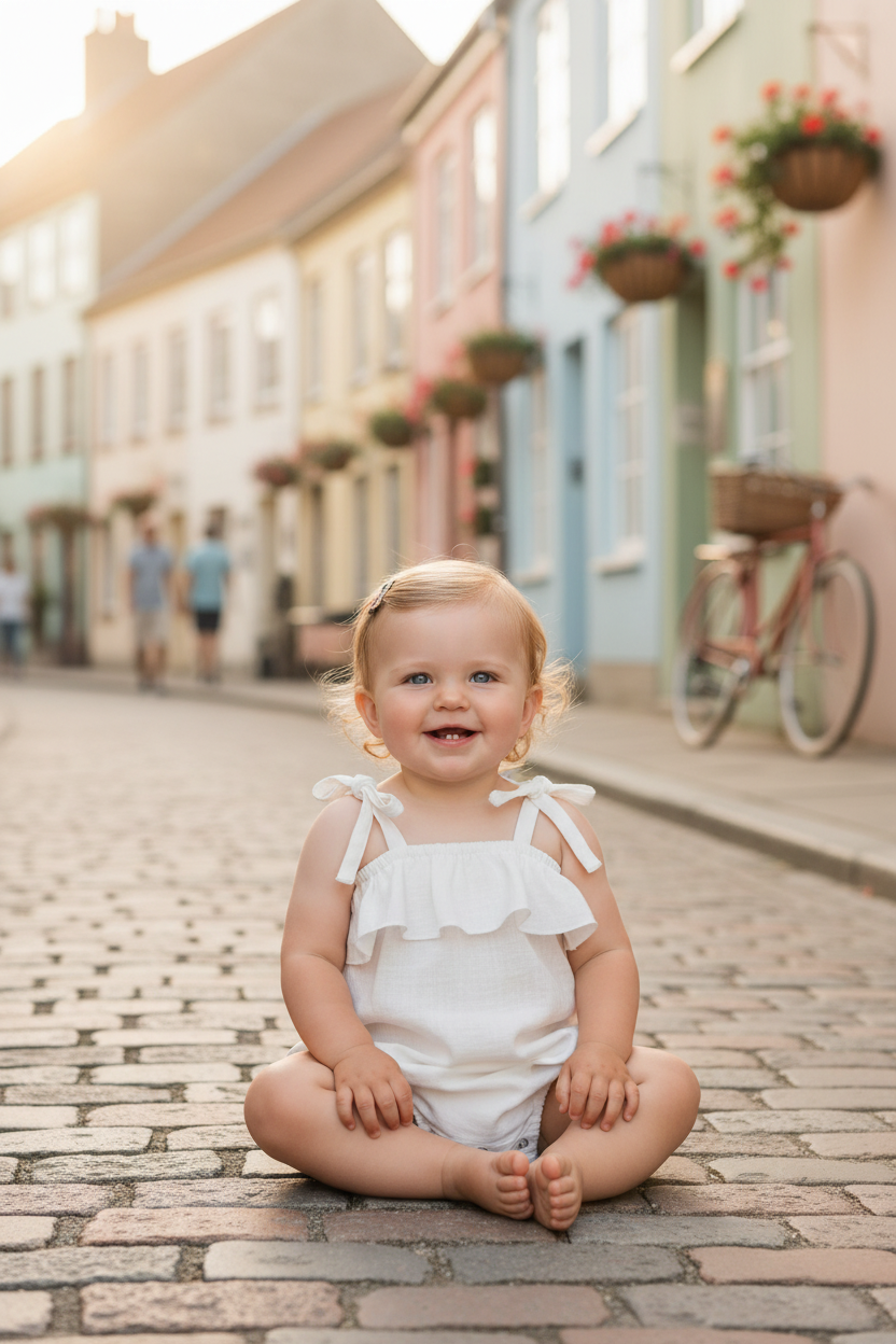 Baby Girl Summer Ruffle Romper | Cotton | One-Piece | 4 Colors