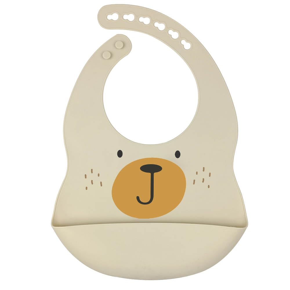 Bear Silicone Bib | BPA-Free Food Catcher | Soft & Adjustable | Unisex Baby & Toddler