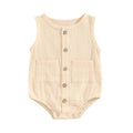 Newborn Baby Sleeveless Romper | Button-Down Tank Jumpsuit