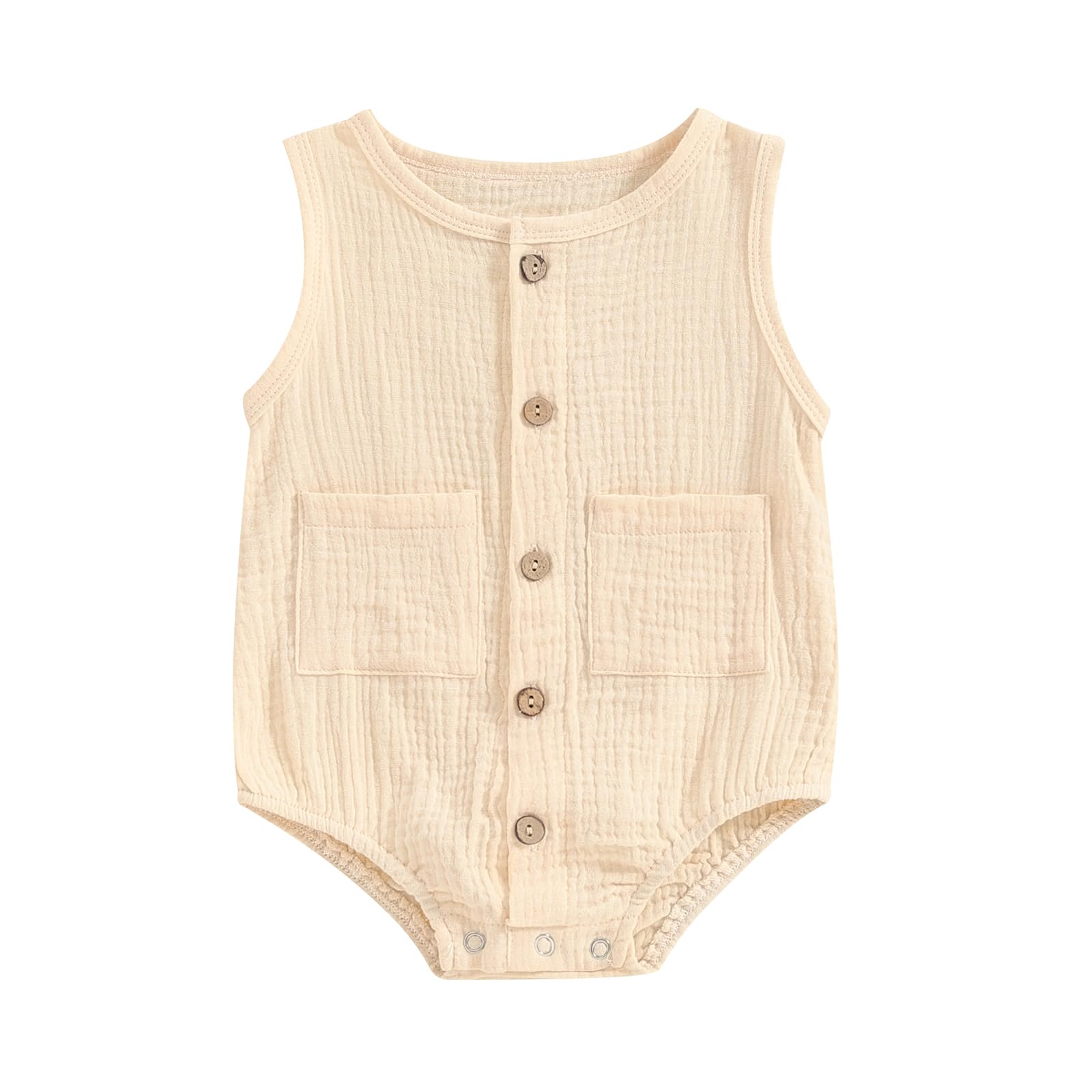 Newborn Baby Sleeveless Romper | Button-Down Tank Jumpsuit