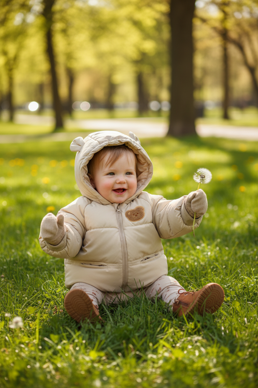 Hooded Teddy Coat for Babies and Toddlers (One-Piece)