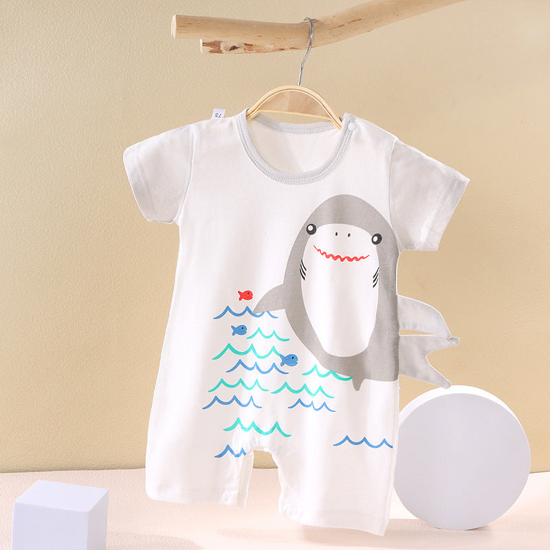 Baby Cotton Dinosaur Jumpsuit – Cute Animal Print Romper for Boys & Girls