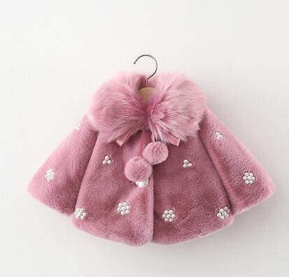 Girls Cape Coat – Warm Polyester Poncho Jacket for Toddlers & Kids (80–110cm)