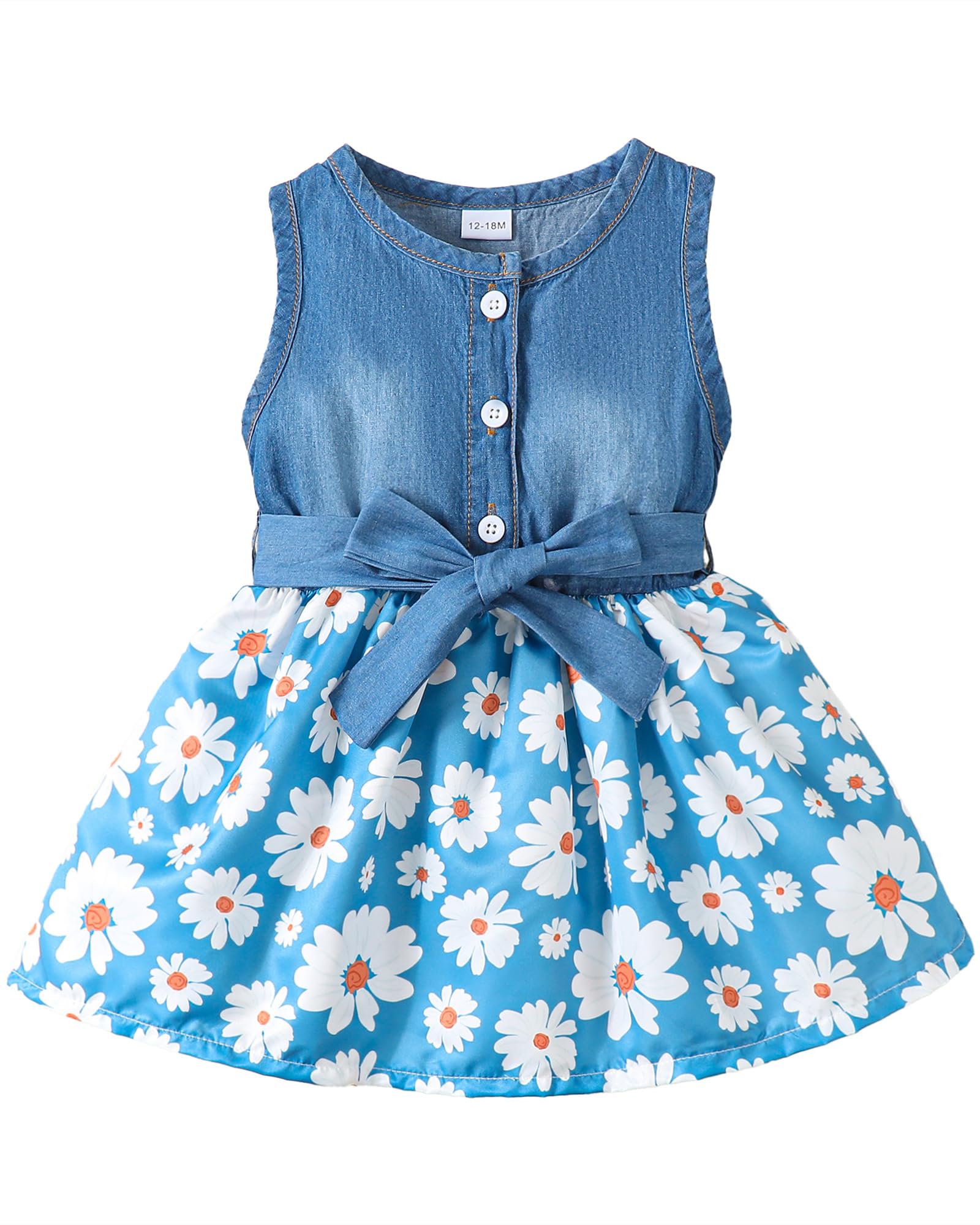 Girls' Denim & Ruffle Daisy Dress — Summer Outfit for Toddlers