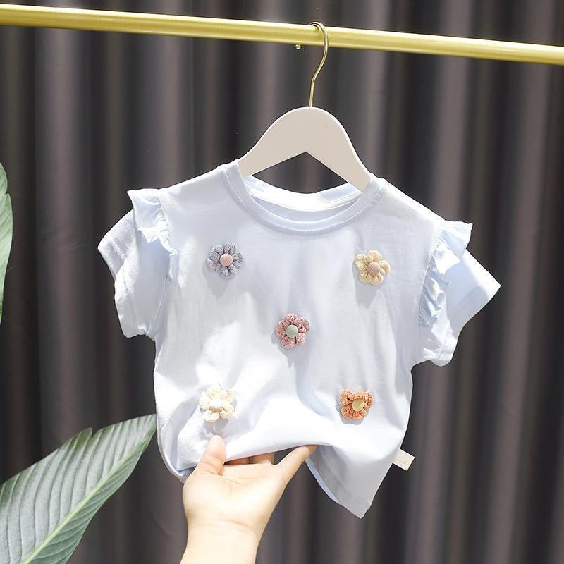 Girls' Summer Cotton Top – Lightweight Floral & Print Tee for Toddlers (80–130cm)