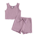Baby Girl Ribbed Knit Vest & Shorts Set — 2-Piece Summer Outfit