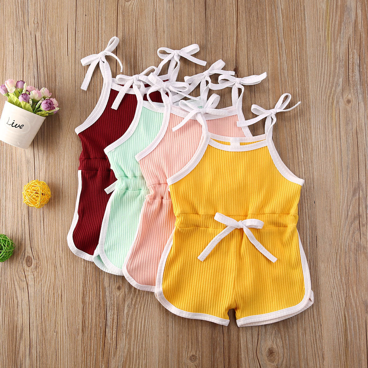Baby Girl Striped Romper — Cotton Summer Overall