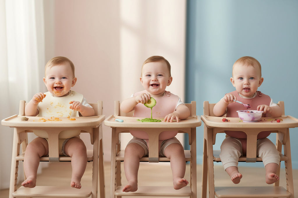 PandaEar Silicone Baby Bibs 3-Pack | Waterproof BPA-Free | Food Catcher Pocket | Ages 6M-6Y
