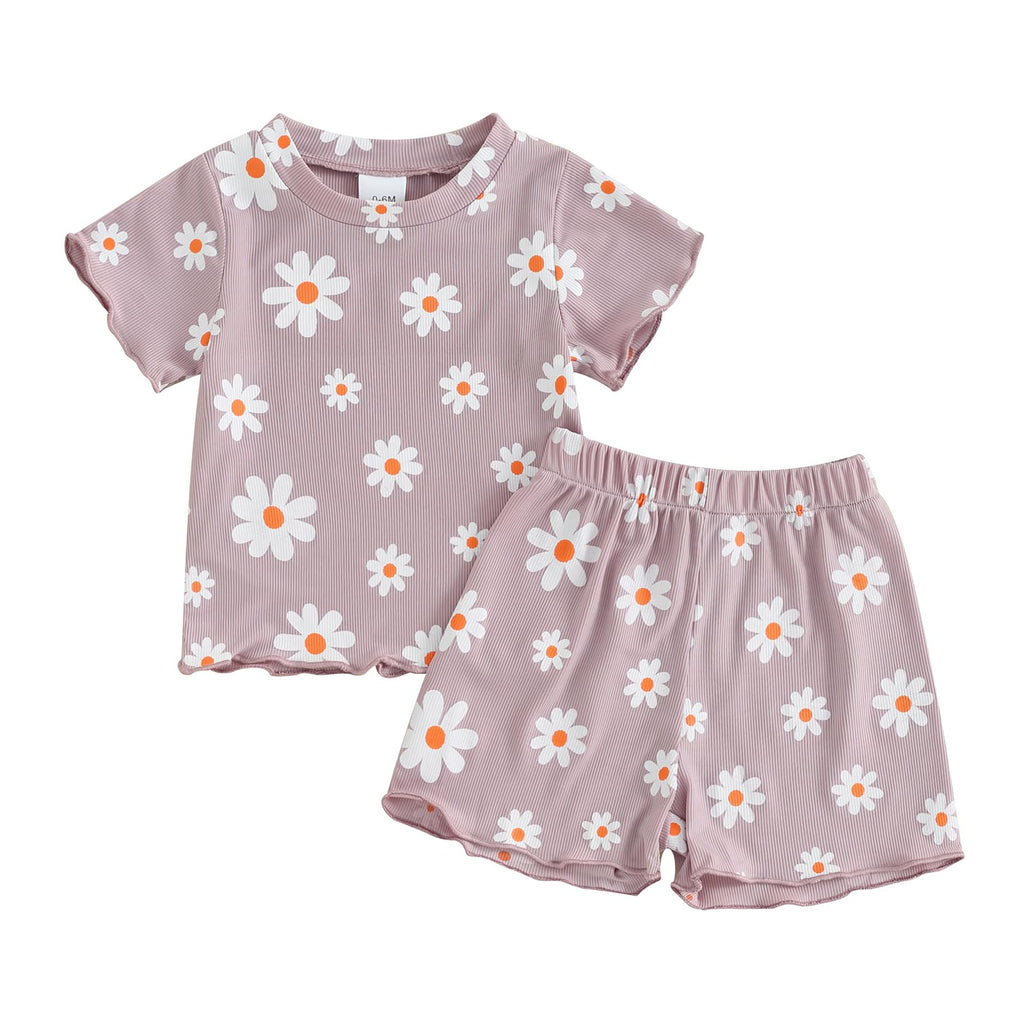 Baby Girl Ribbed Ruffle Top & Shorts Set — 2-Piece Summer Outfit