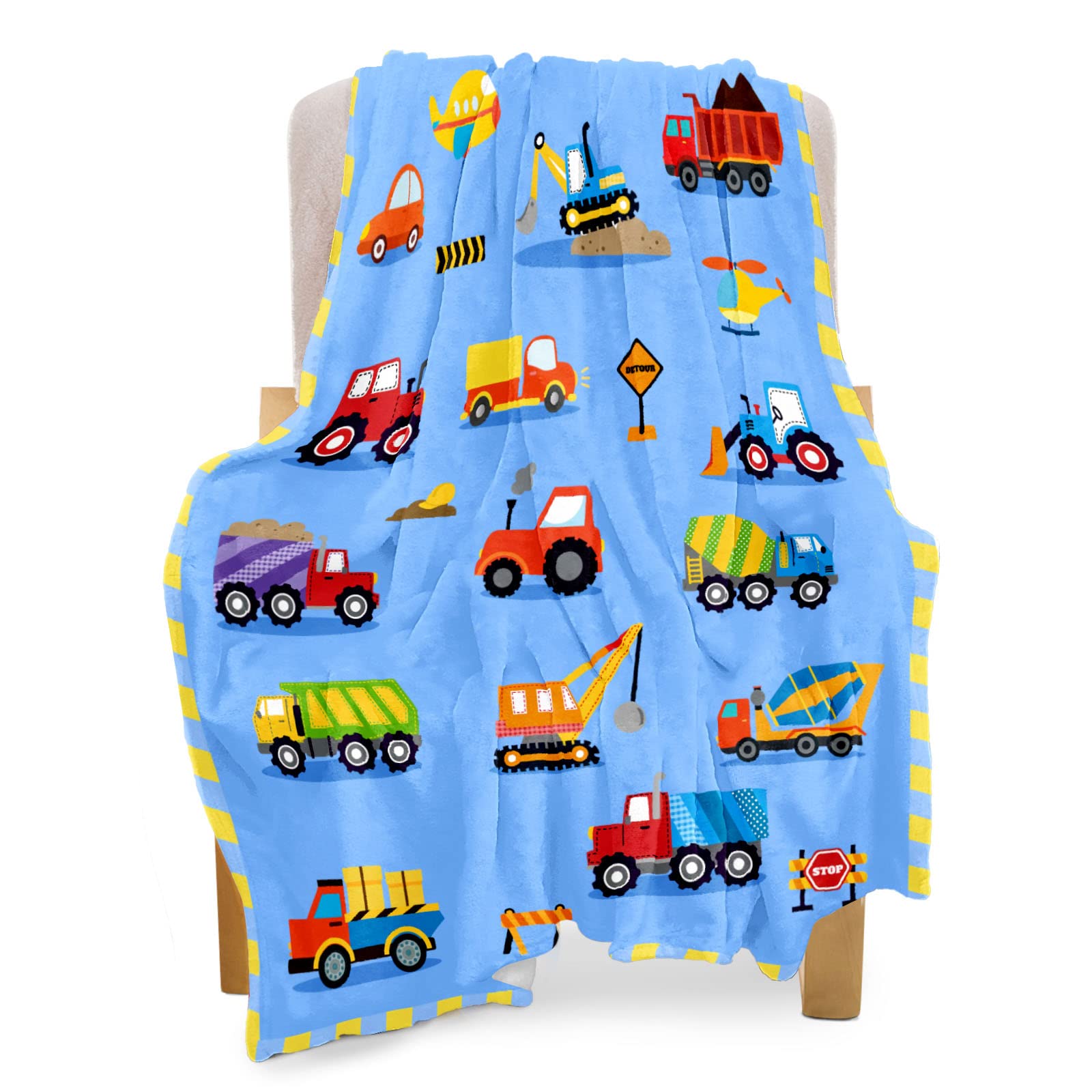 Kids' Construction Vehicles Throw Blanket — Soft Fleece, 40x50"
