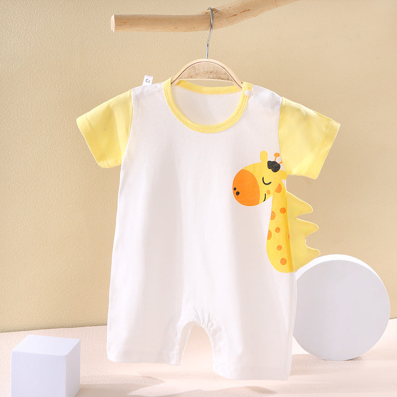 Baby Cotton Dinosaur Jumpsuit – Cute Animal Print Romper for Boys & Girls
