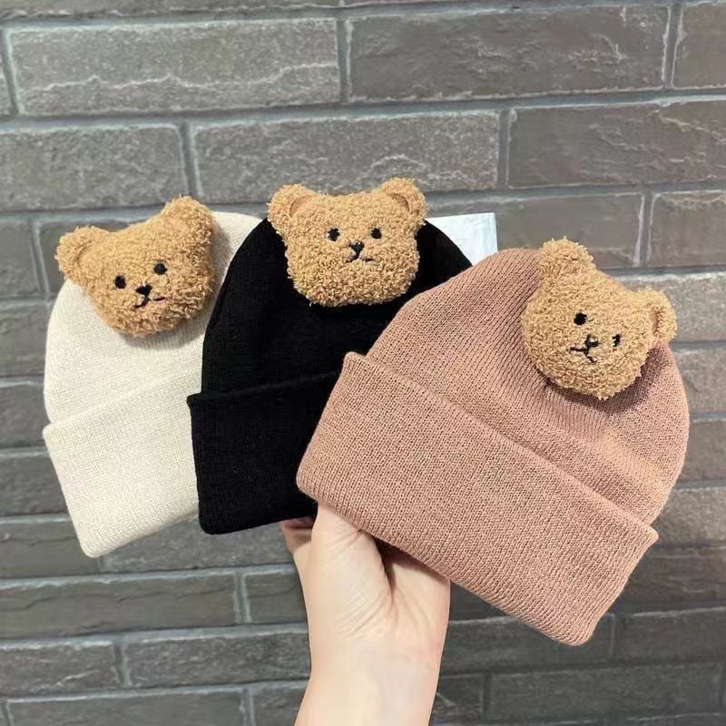 Baby Bear Knitted Hat – Warm Acrylic Beanie for Babies & Toddlers (3M–2 Years)