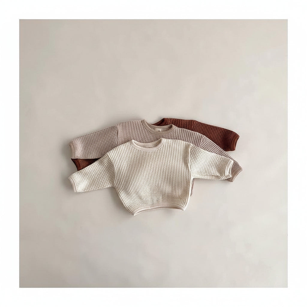 Baby & Toddler Waffle Knit Pullover T-Shirt | Cotton | Spring & Autumn