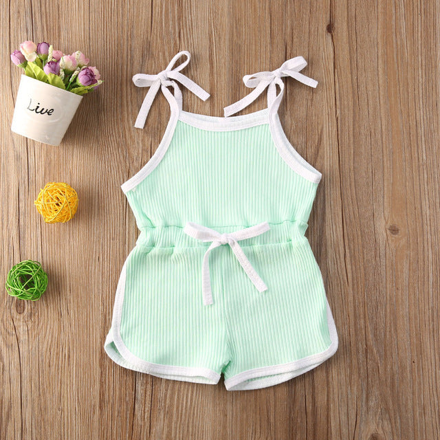 Baby Girl Striped Romper — Cotton Summer Overall