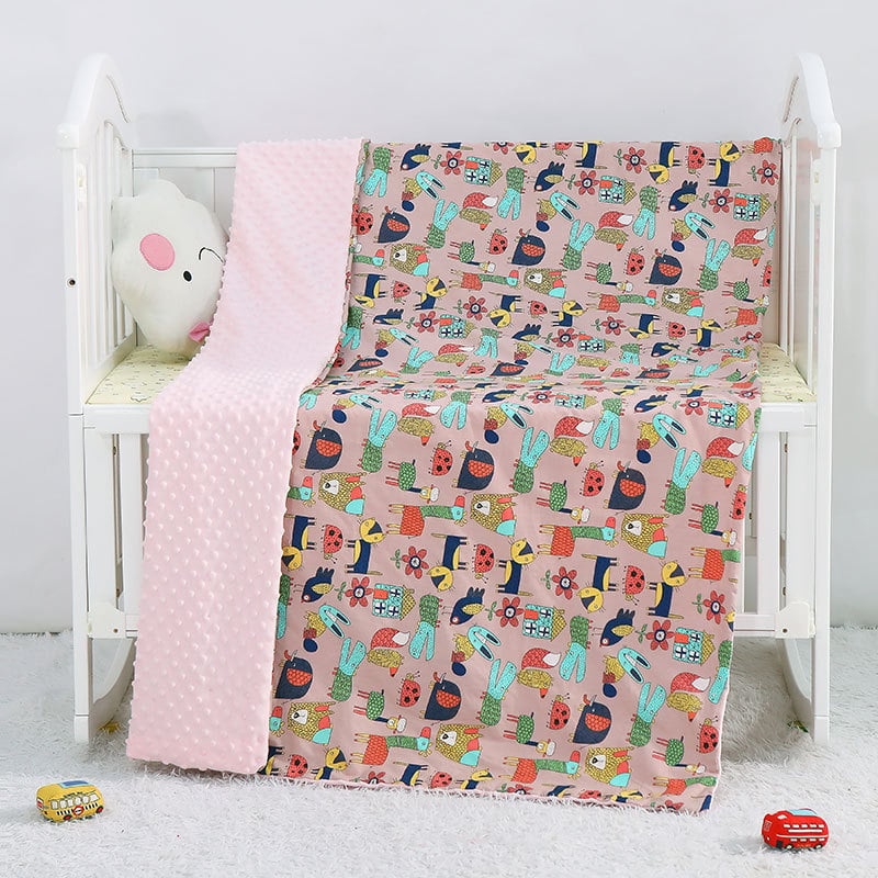 Cartoon Baby Blanket — Soft Cotton, Stroller & Crib Size