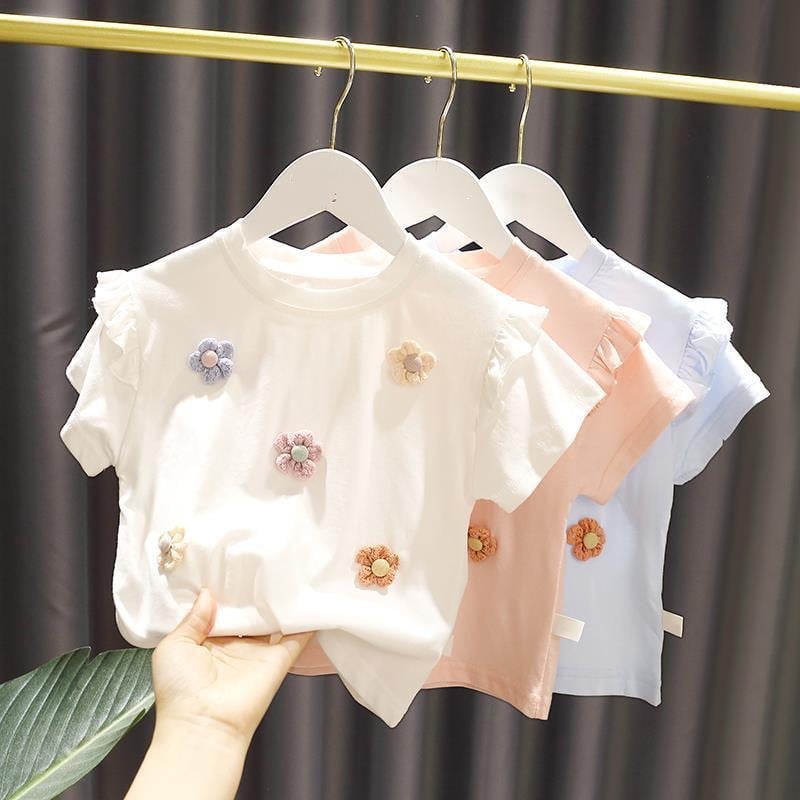 Girls' Summer Cotton Top – Lightweight Floral & Print Tee for Toddlers (80–130cm)