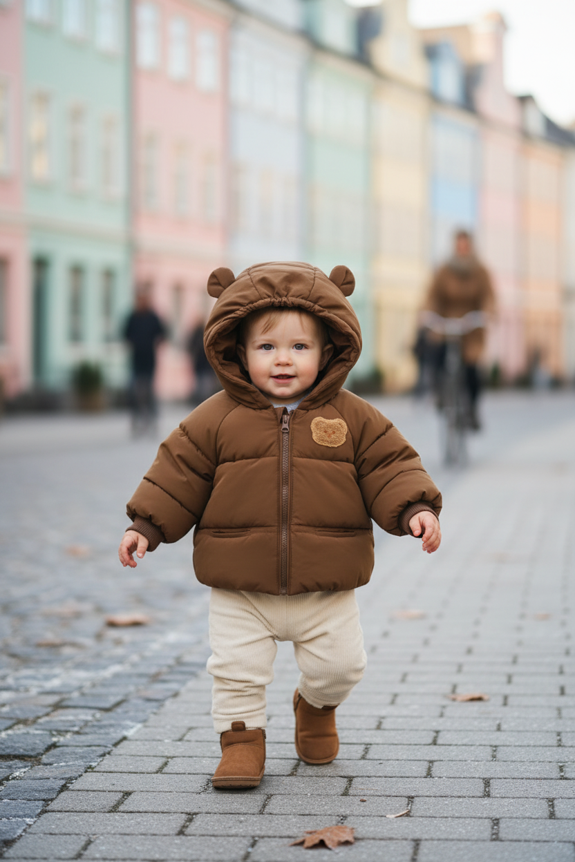 Hooded Teddy Coat for Babies and Toddlers (One-Piece)