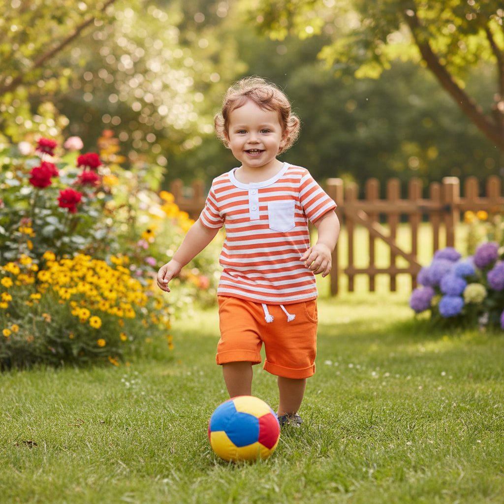 Toddler Boy Summer Outfit 2-Piece Set | Cotton Shirt & Shorts | Ages 2-3