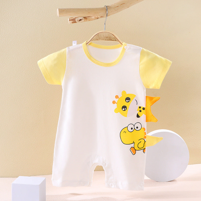 Baby Cotton Dinosaur Jumpsuit – Cute Animal Print Romper for Boys & Girls