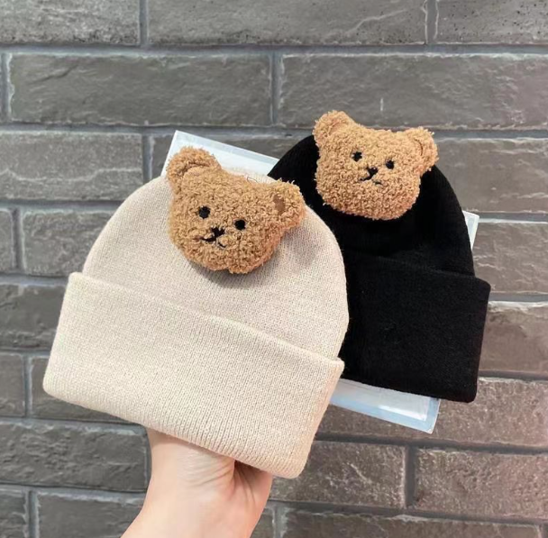 Baby Bear Knitted Hat – Warm Acrylic Beanie for Babies & Toddlers (3M–2 Years)