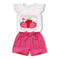 Baby Girl Summer Set — Ruffle T-Shirt & Bowknot Shorts, Strawberry Print
