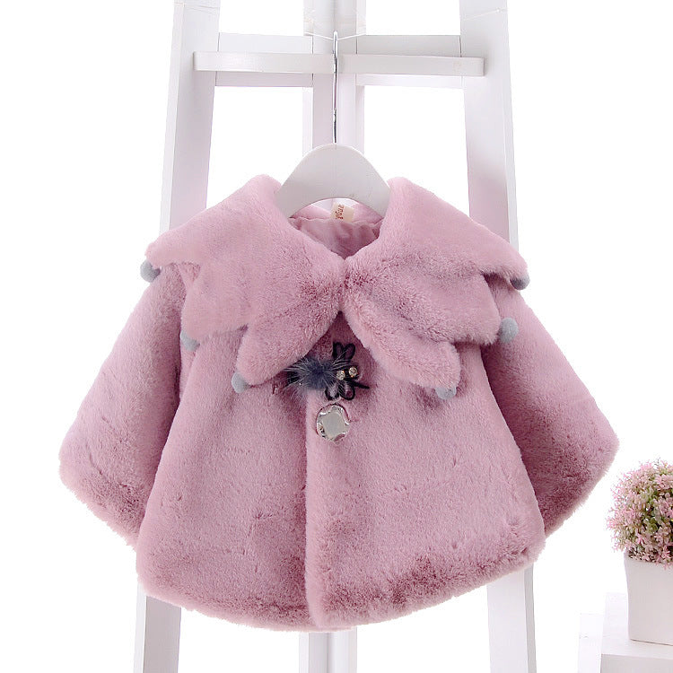 Girls Cape Coat – Warm Polyester Poncho Jacket for Toddlers & Kids (80–110cm)
