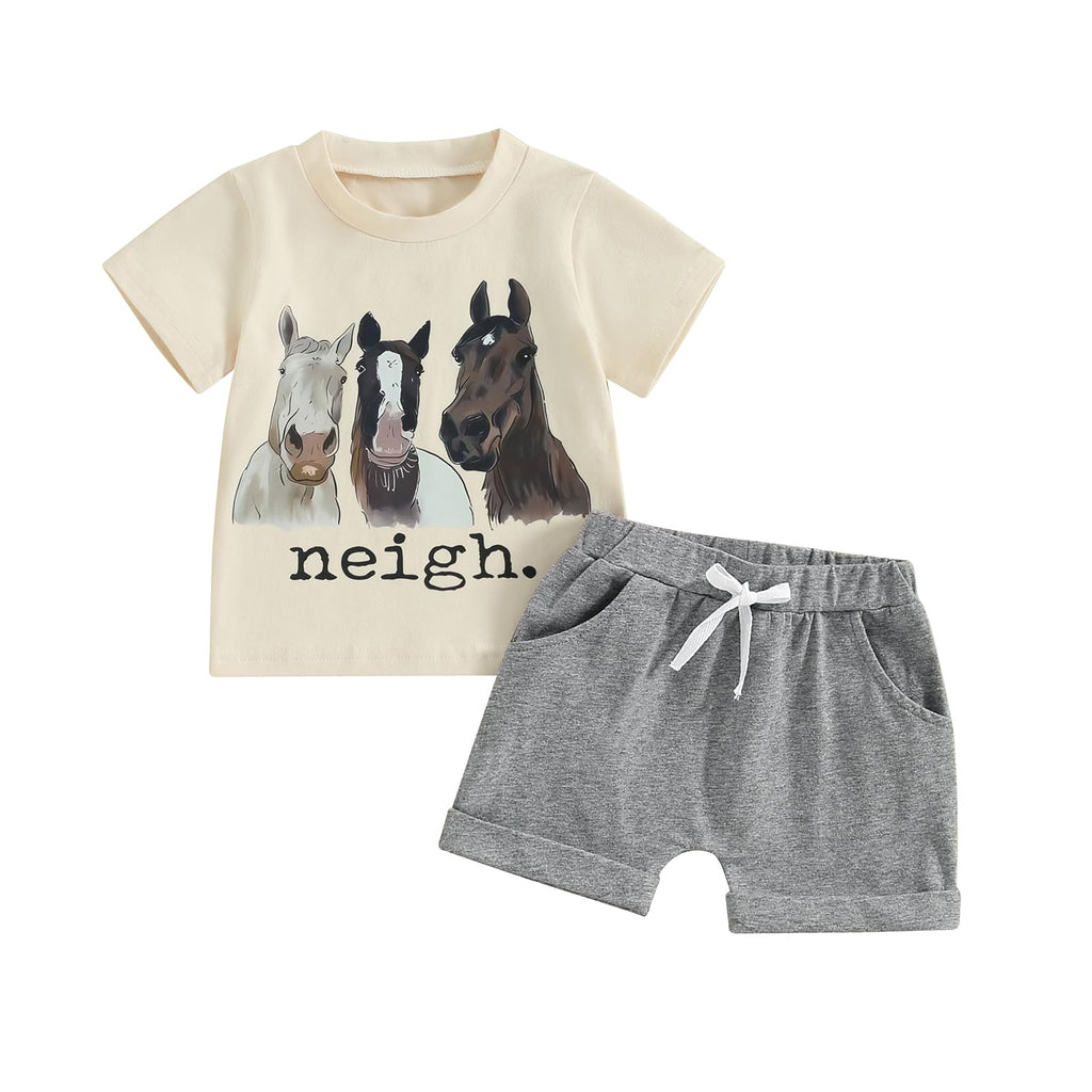 Baby Boy Western Summer Set — Short Sleeve T-Shirt & Shorts, 2-Piece Outfit