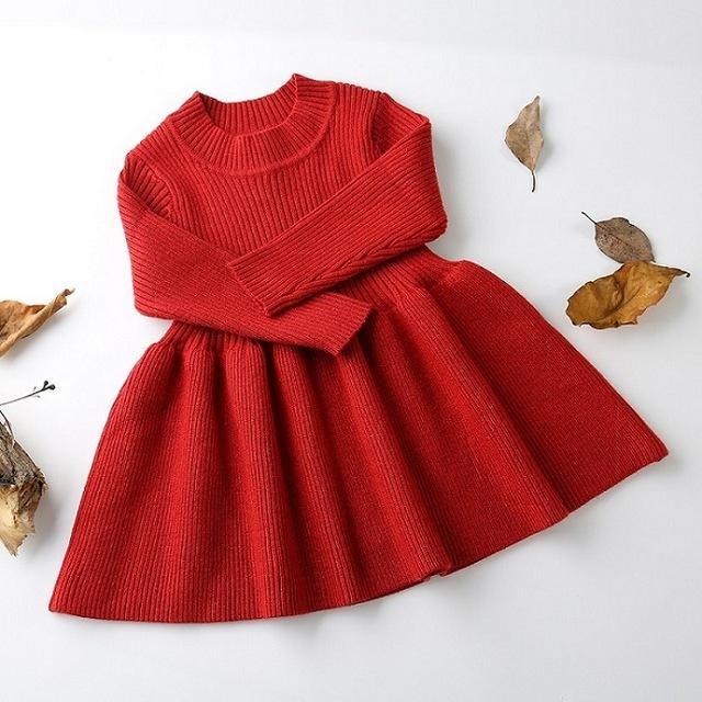 Girls' Knitted Dress & Sweater Set – Soft Cotton Outfit for Babies & Toddlers (66–100cm)