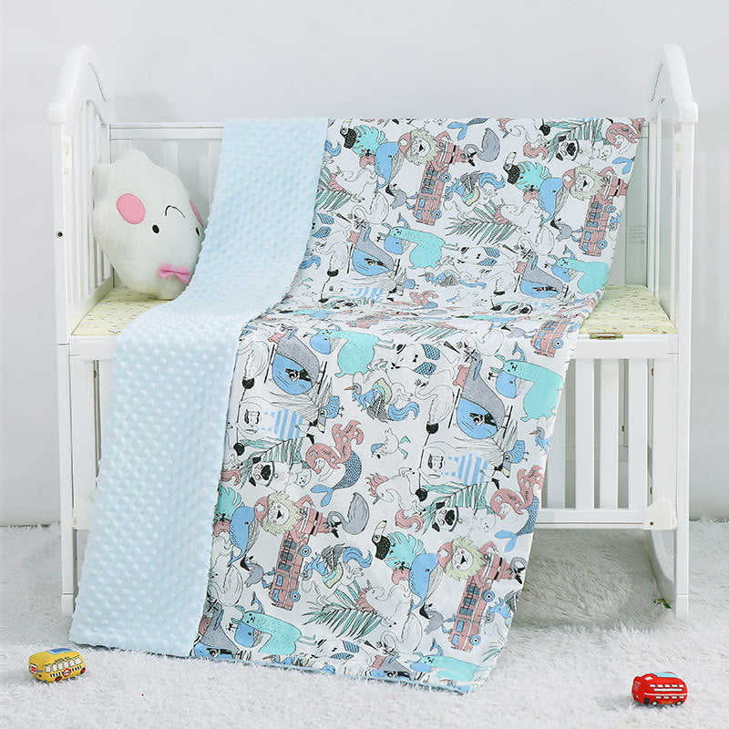 Cartoon Baby Blanket — Soft Cotton, Stroller & Crib Size