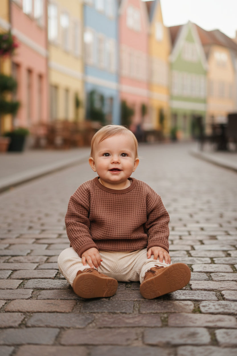 Baby & Toddler Waffle Knit Pullover T-Shirt | Cotton | Spring & Autumn