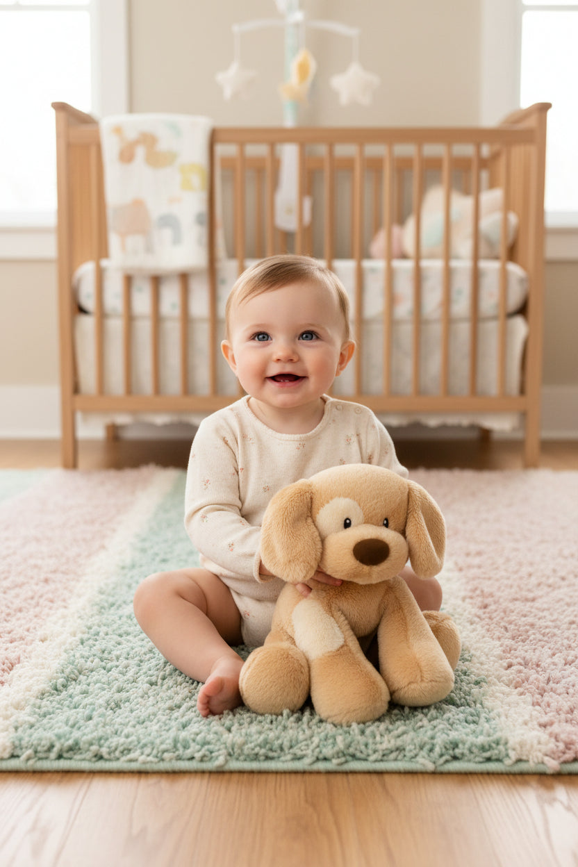 GUND Baby Spunky Barking Puppy Plush | Soft Sensory Toy with Sound | 8" | Ages 0+