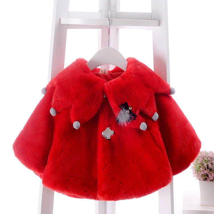 Girls Cape Coat – Warm Polyester Poncho Jacket for Toddlers & Kids (80–110cm)