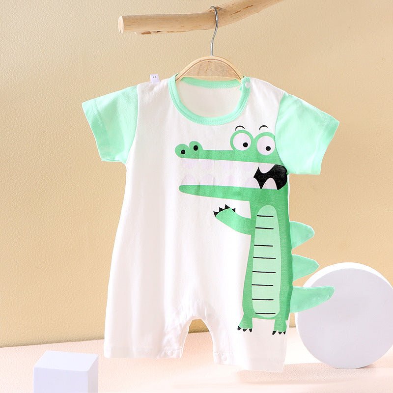 Baby Cotton Dinosaur Jumpsuit – Cute Animal Print Romper for Boys & Girls