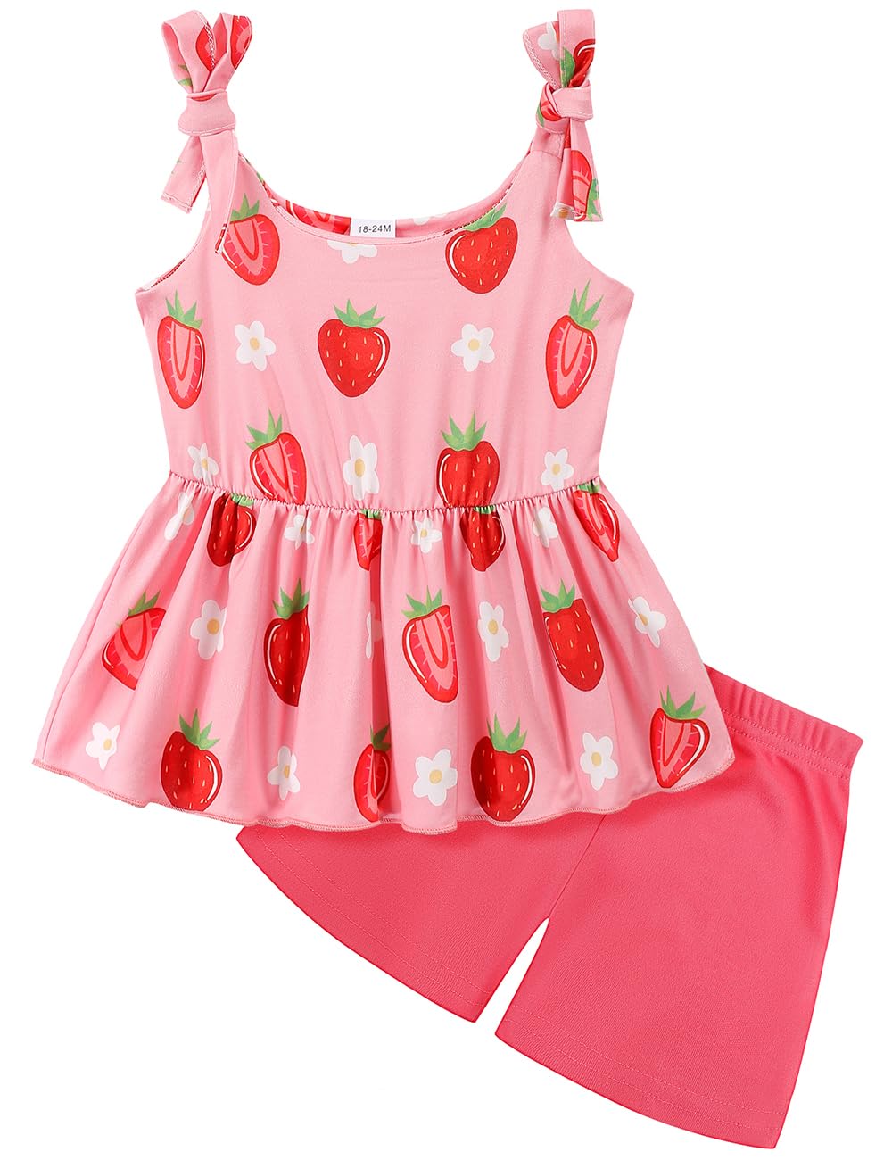 Girls' Strawberry Summer Set — Sleeveless Top & Shorts, 2-Piece Outfit