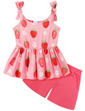 Girls' Strawberry Summer Set — Sleeveless Top & Shorts, 2-Piece Outfit