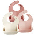 PandaEar Silicone Baby Bibs 3-Pack | Waterproof BPA-Free | Food Catcher Pocket | Ages 6M-6Y