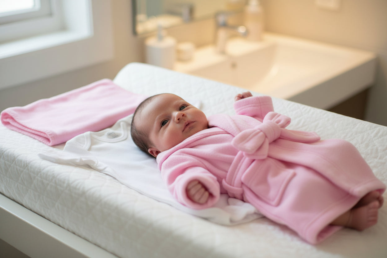 Bambini Newborn Baby Girls 3 Pc Layette Set (Gown, Robe, Fleece