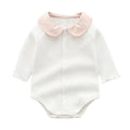 Baby Girl Stretch Bodysuit – Soft 95% Cotton Knit Romper in White & Pink (59–80cm)