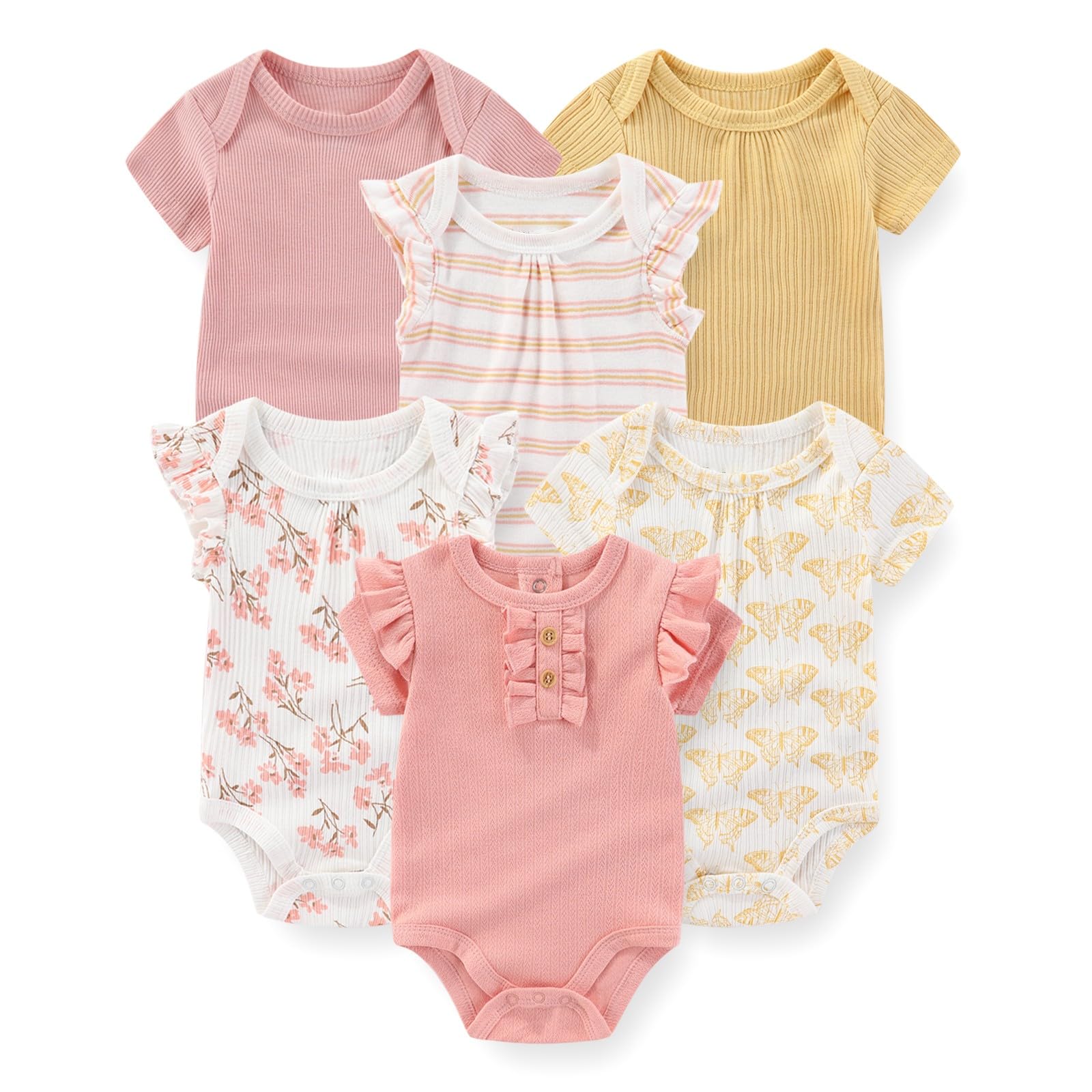 Baby Bodysuits 6-Pack | Soft Cotton Cartoon Prints for Boys & Girls