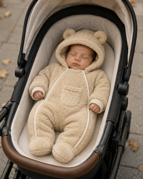 Baby Bear Onesie – Warm Fleece Hooded Jumpsuit for Newborns & Toddlers