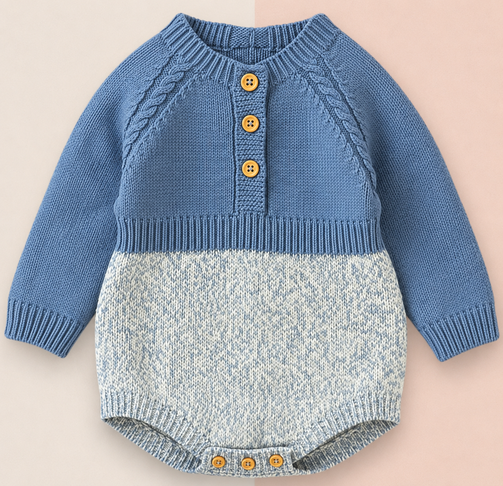 Baby Long Sleeve Romper – Soft Cotton Bodysuit for Newborns & Toddlers (62–86cm)