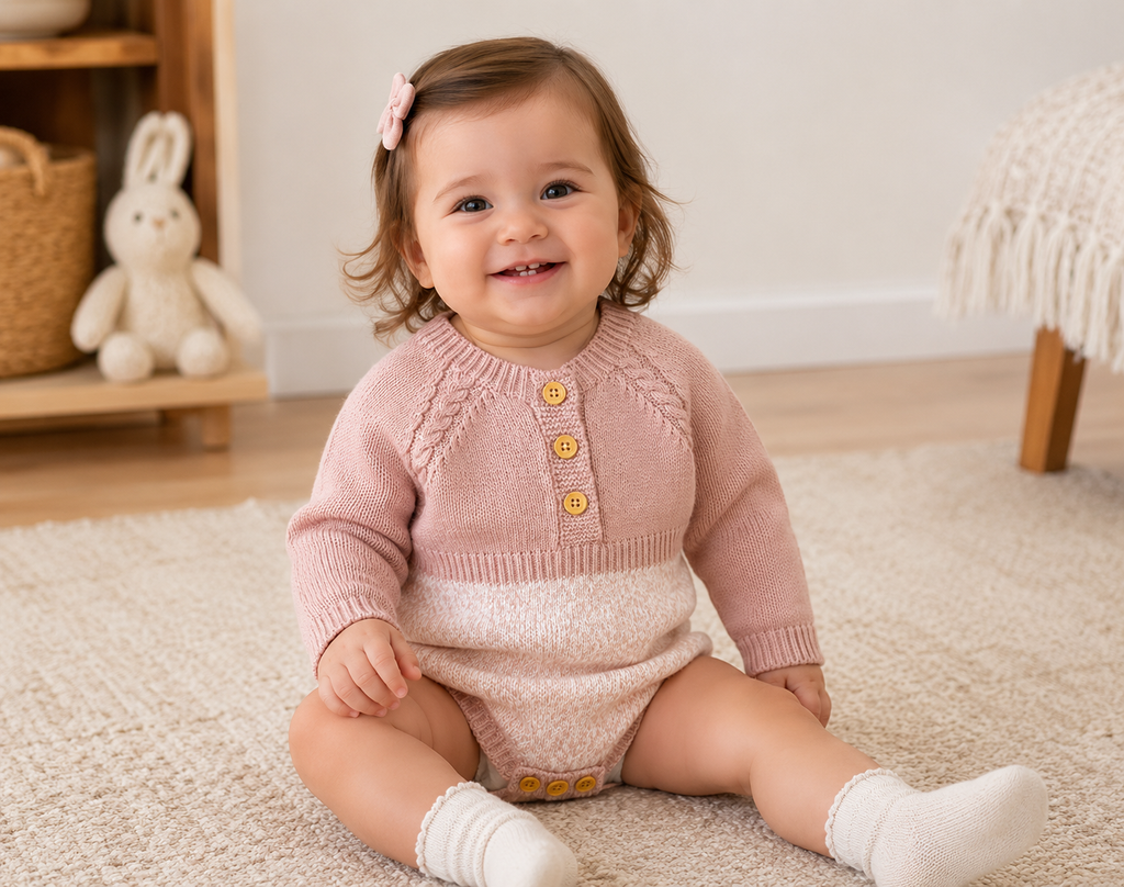 Baby Long Sleeve Romper – Soft Cotton Bodysuit for Newborns & Toddlers (62–86cm)