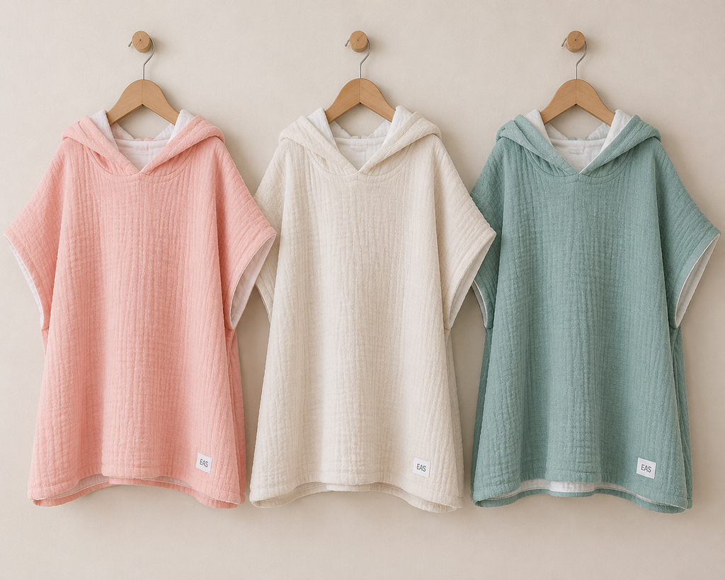 Elmwood Market Hooded Poncho Towel | Muslin & Organic Cotton | Beach & Bath | Kids 4-7