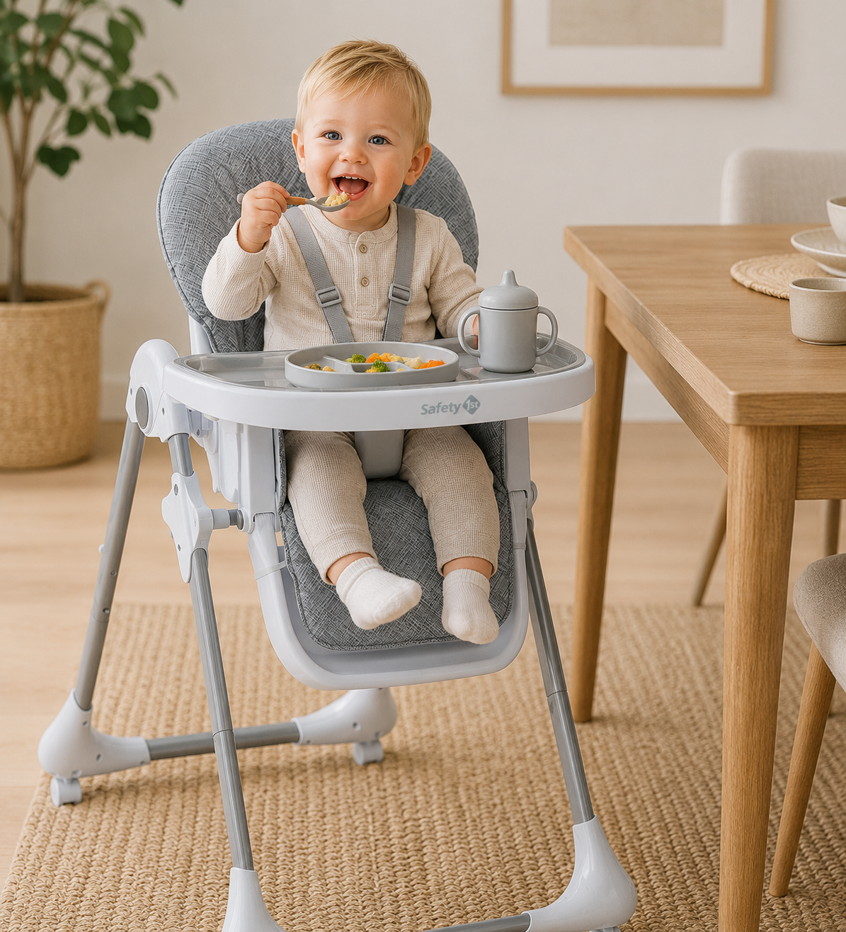 Safety 1st 3-in-1 Grow and Go High Chair | Adjustable & Foldable | Birchbark