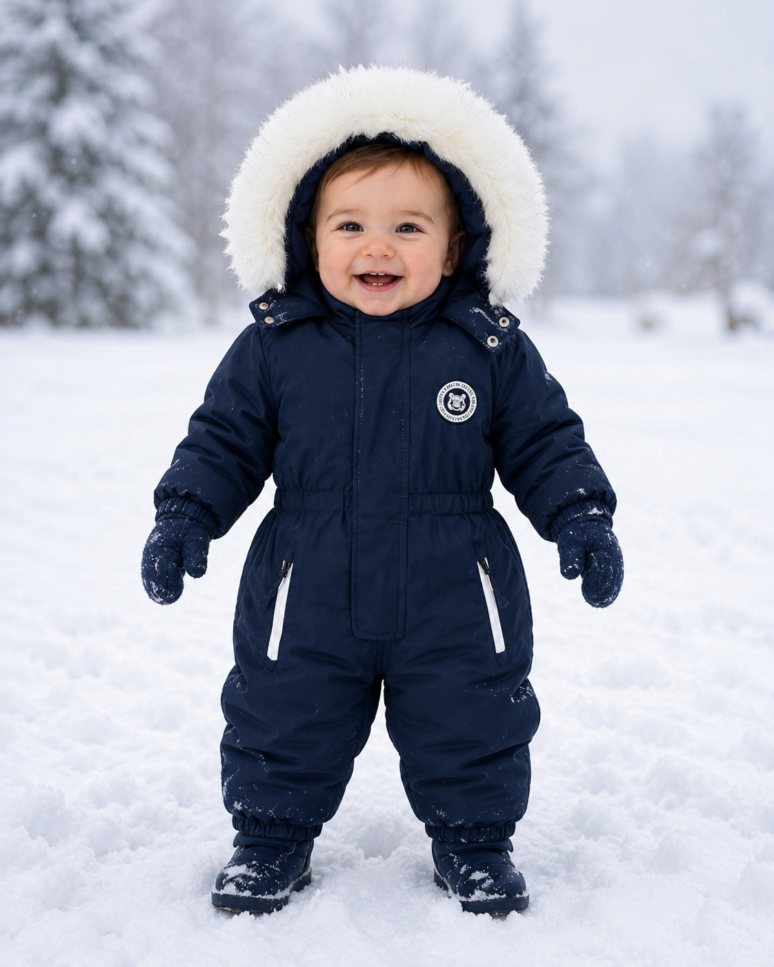 Baby Winter Snowsuit – Warm, Waterproof One-Piece with Hood | 12–24 Months