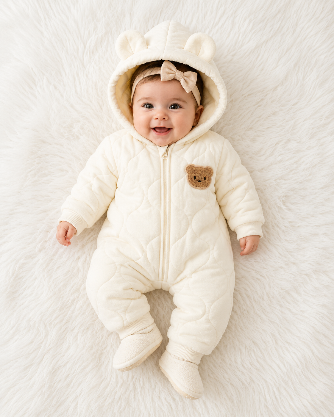 Baby Winter Jumpsuit – Warm & Cozy All-in-One | Sizes 66–90 | Beige, Coffee & Green