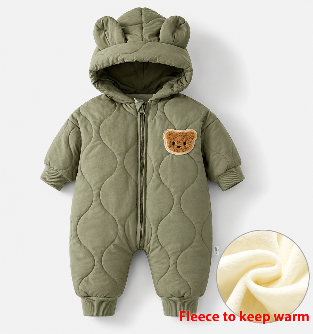Baby Winter Jumpsuit – Warm & Cozy All-in-One | Sizes 66–90 | Beige, Coffee & Green