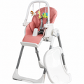 Bebehut Deluxe Adjustable High Chair for Babies & Toddlers – Foldable with Recline, Footrest & Free Toy Bar (Pink)