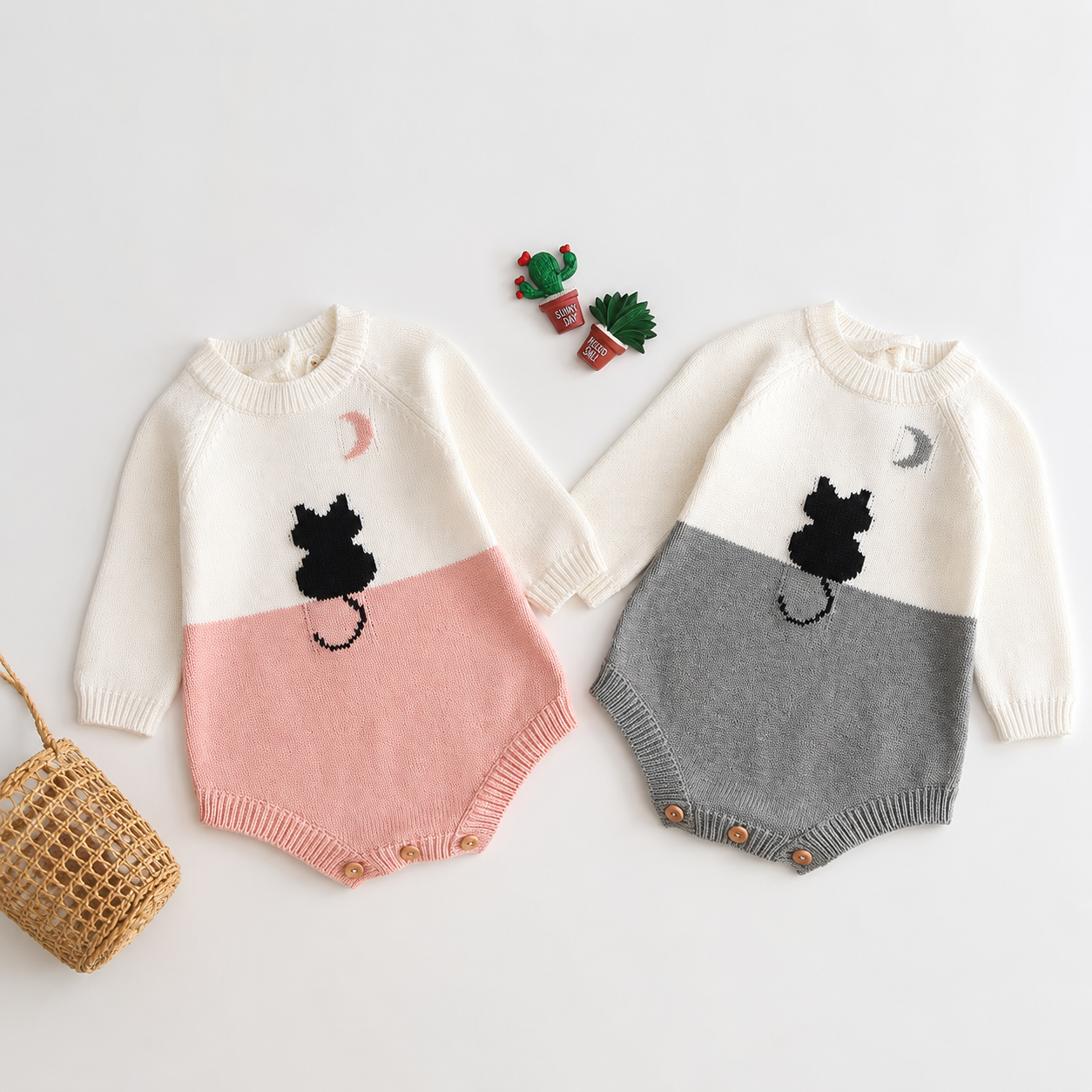 Knitted Cotton Baby Romper | Long-Sleeve Onesie for Babies 3-9 Months